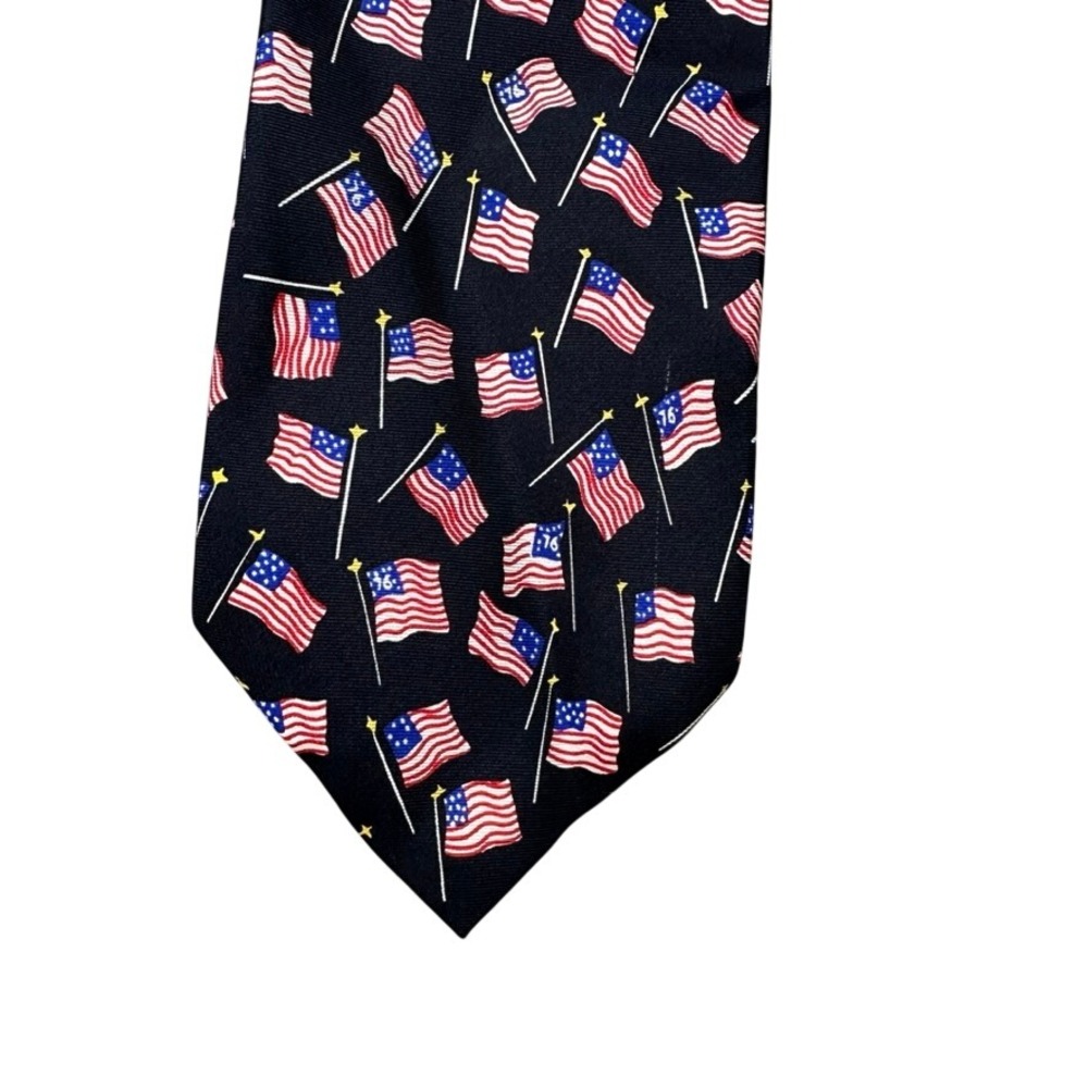 Alynn Neckwear Mens Old Glory American Flag Silk Tie Navy Blue Patriotic USA